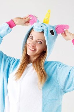 Пижама кигуруми голубой Единорог