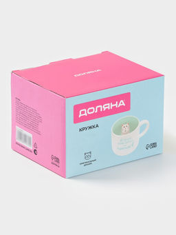 Кружка Доляна «Котик», 360 мл, керамика, белая, бирюзовая