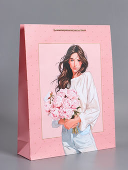Пакет подарочный ламинированный «Букет радости», розовый, 33×42.5×10 см