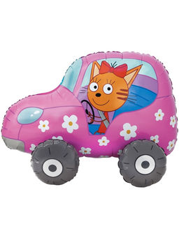 Воздушный шар фольгированный 3D 29" «Три Кота. Карамелька в машине»