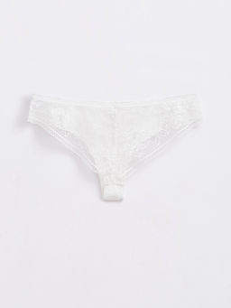 CONTE Трусы бразилиана из хлопка с кружевом LIGHT DAY LBR 1275 off-white - Conte elegant фото 2
