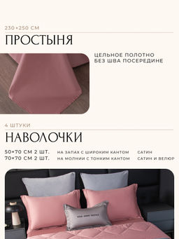 Комплект постельного белья Сатин Velvet Premium с Одеялом VP002 Евро наволочка
