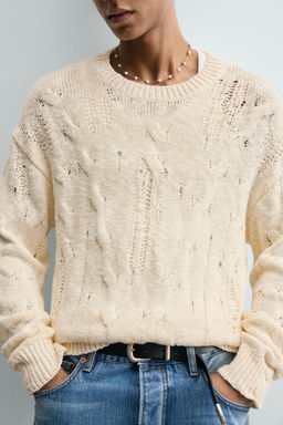 JERSEY DESAGUJADO TRENZAS / Blanco roto - Zara фото 5