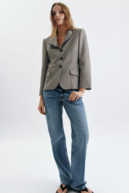 BLAZER CUADROS CUELLO COMBINADO ZW COLLECTION / Marr?n