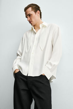 CAMISA FLUIDA LAZO CORTO / Blanco - Zara фото 6