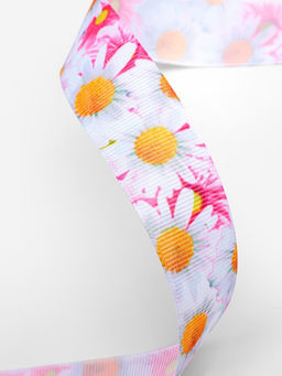 Лента репсовая Ромашки, 25 мм, 181 м, разноцветная