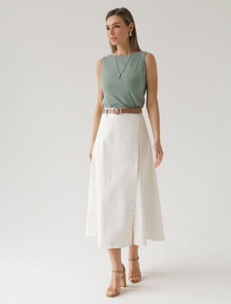 Юбка на запАх из эластичного денима