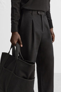 COTTON/WOOL PLEATED TROUSERS - Zara фото 5