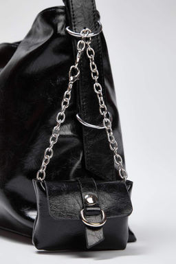 Siyah K?r?s?k Suni Deri Kemer Tokal? Kese Kad?n Omuz Cantas? TAKAW26OC00046