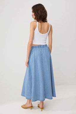 Mavi Volanl? Maxi Denim Etek TWOSS26ET00202 - Trendyolmilla фото 4
