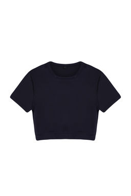 Trendyolmilla Siyah Crop Hafif Destekli Yumusak Dokulu Bisiklet Yaka Orme Spor Ust/Bluz TWOAW21BZ0158  фото 6