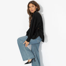 Рубашка с ажурной спинкой и сборками, Невозможно оторваться (черная) - Charutti фото 6