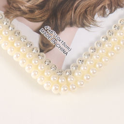 Фоторамка для фото 10×15 см «Жемчуг и стразы», пластик, закруглённые углы, 18×13 см