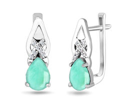 Серьги, изумруд берилл, Корона
