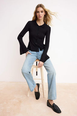 Siyah Ajur Detayl? Fitted/Vucuda Oturan Triko H?rka TWOSS26HI00006