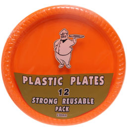 Цена за 2 шт. Тарелка пластиковая 23см в наборе 12шт оранжевая