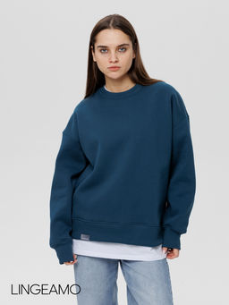 Женский свитшот оверсайз из футера с начесом Lingeamo темно-бирюзовый ВК-23 (23)  фото 13