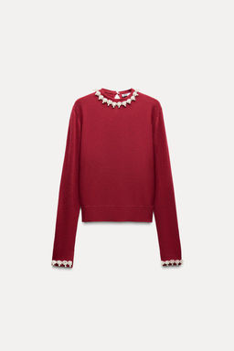 PLAIN KNIT SWEATER WITH FAUX PEARLS - Zara фото 13