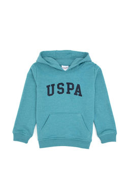 Erkek _ocuk Mint Melanj Kap__onlu Basic Sweatshirt