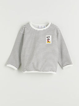 Mickey Mouse Bask?l? Erkek Bebek Sweatshirt ve E?ofman Alt 2li