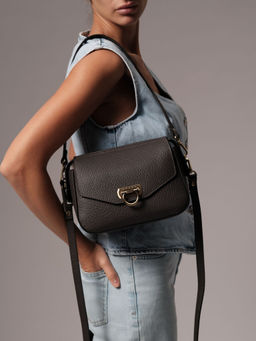 Сумка кожаная через плечо Azaro 3684 темный лес