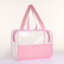 Косметичка-сумка на молнии для бассейна, большая, с ручками, прозрачная/розовая