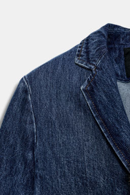 DENIM BLAZER WITH FAUX FUR COLLAR ZW COLLECTION