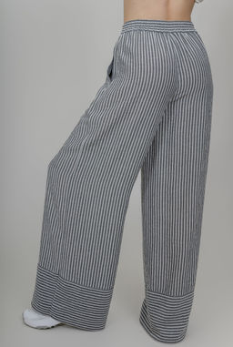 Брюки-палаццо из мягкой вискозы с эффектом крэш - Новый лен фото 3