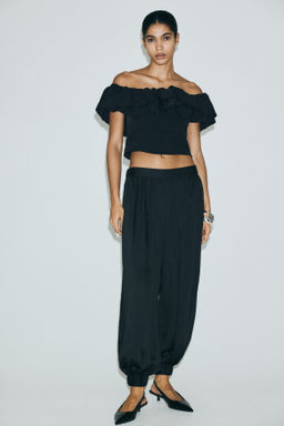 Top off-the-shoulder con ribete de volantes - H&m фото 3