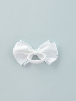 Цена за 6 шт. Бант для волос на резинке «Школьница», блеск галант, 8×4 см, белый