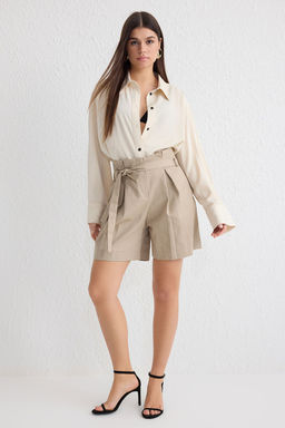 TRENDYOLMILLA Ac?k Haki Beli Kusakl? Regular Boy Sort Dokuma Sort TWOSS25SR00010 фото 3