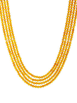 Колье золотистого оттенка из натурального гранёного янтаря Карамель четырёхрядная