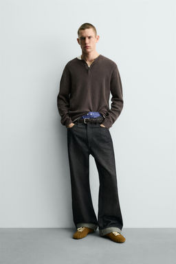 HENLEY NECK TEXTURED JUMPER
