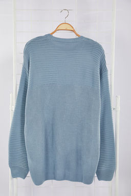 Mavi Unisex Oversize Bisiklet Yaka Duz Triko Kazak TMNAW25KZ00004 - Trendyolmilla фото 7