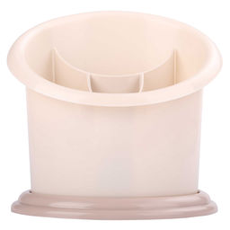 Подставка для столовых приборов пластмассовая Стиль 16х13х16см, 4-х секционная, светло-бежевый (Россия) - Домашняя мода фото 2