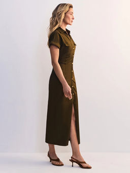 Платье миди из хлопка со сборками / Zarina