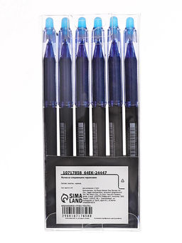 Цена за 6 шт. Ручка гелевая автоматические стираемые чернила, 0.5 мм, стержень синий, грип, черный - Simaland фото 6