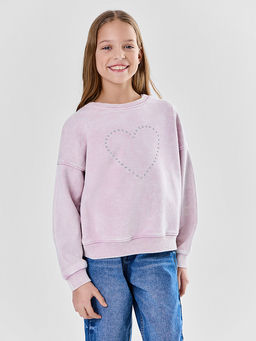 Свитшот для девочек с сердечком из страз