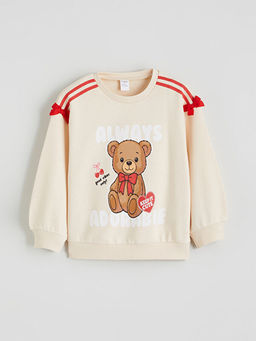 Bisiklet Yaka K?z ?ocuk Kal?n Sweatshirt 2li