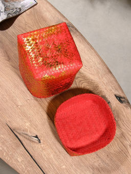 Корзинка плетёная «Голден», 16×16×23 см, розовая