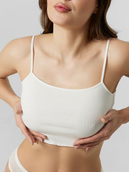 Топ на тонких бретелях белого цвета в рубчик для женщин - Mark formelle фото 6