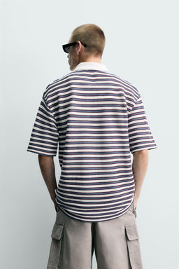 POLO JACQUARD RAYAS BORDADO / Azul / Blanco - Zara фото 3