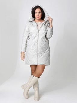 24114 Плащ утепл. св.серый - Dizzyway фото 2