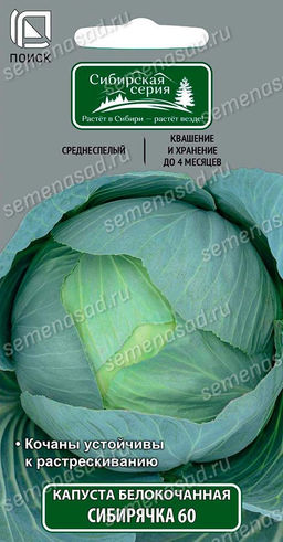 Капуста белокочанная Сибирячка 60 (сиб.серия) (ЦВ) 0,5гр.