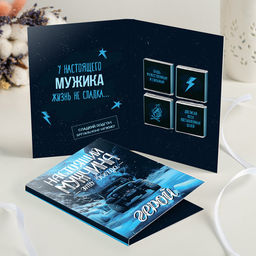 Открытка 4 шоколадки "Настоящий мужчина - это всегда герой"