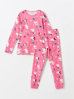 Bisiklet Yaka Y?lba?? Temal? K?z ?ocuk Pijama Tak?m?