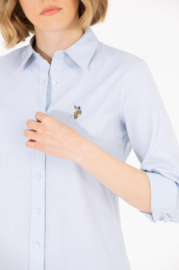 U. S. Polo Assn Женская голубая базовая рубашка с длинным рукавом - U.s. polo assn фото 5