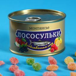 Монпансье Лососульки, карамель леденцовая в консервной банке, 140 г
