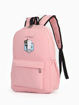 Рюкзак школьный на молнии, с карманами, с принтом, размер 30?12?43 см, розовый