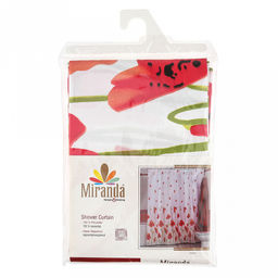 "Miranda" Штора для ванной тканевая 180х200см "Мак", без колец, 100% п/э (Турция)